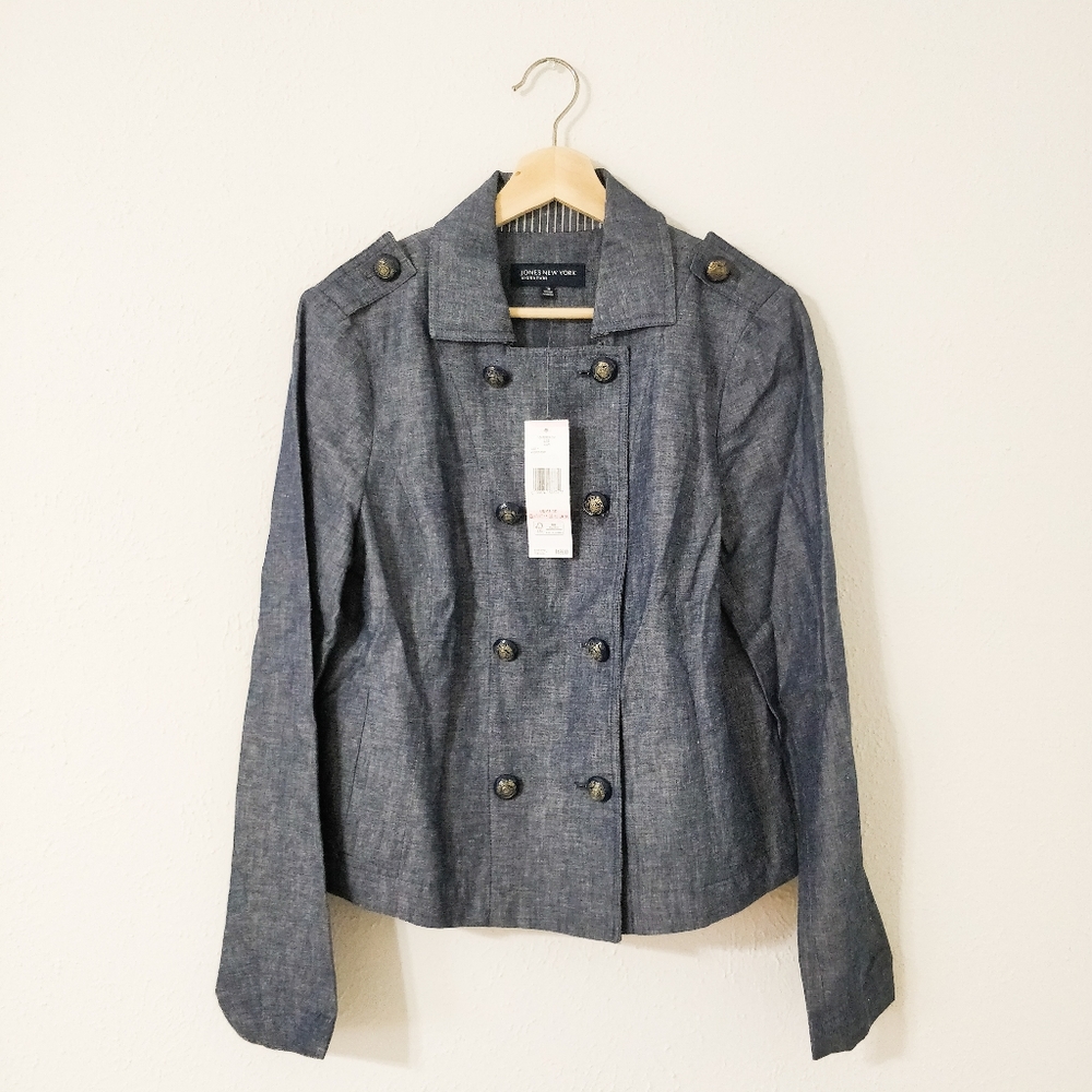 Jones New York Signature Faux Denim Button Jacket